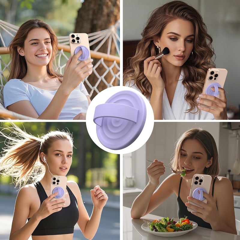 COFFKER Magnetic Phone Grip Ring Holder, Liquid Silicone Magnet Cell Phone Grip Finger Loop, Compatible with Magsafe, Back of Phone for iPhone 17/16/15/14/13/12 Series, Lilac Purple - Image 2